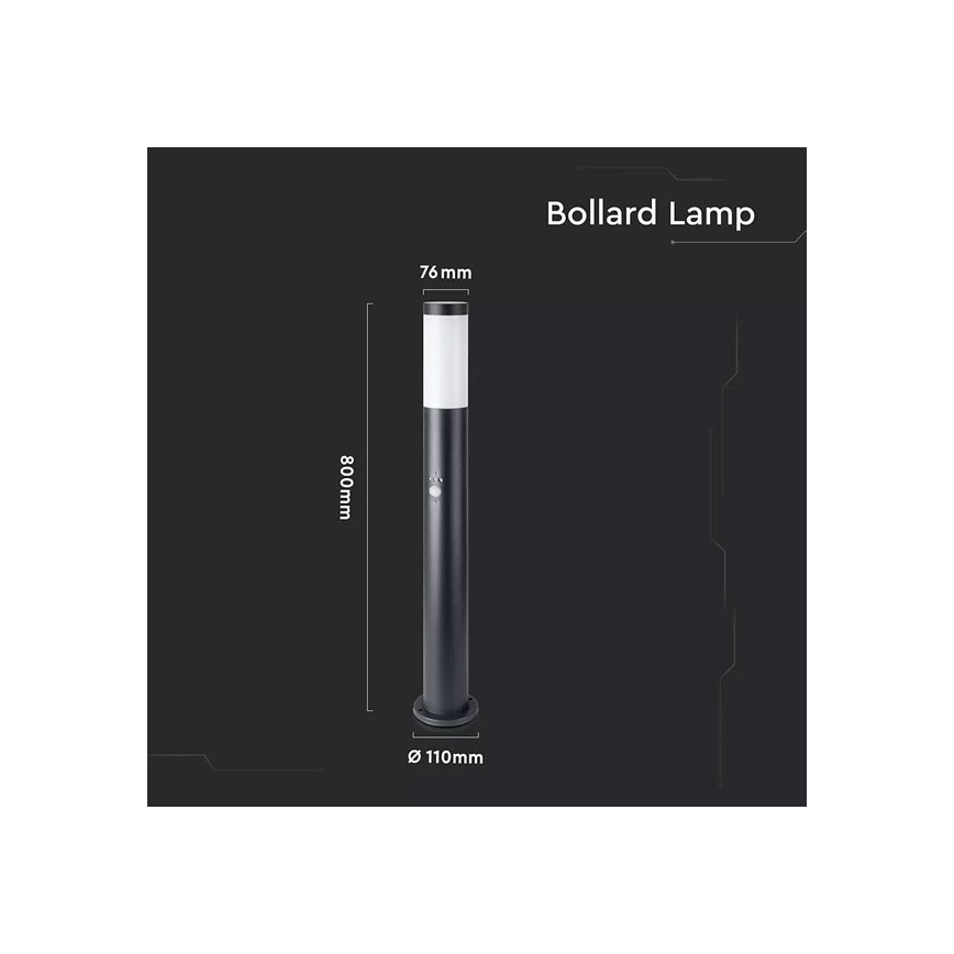 Venkovní lampa se senzorem 1xE27/60W/230V IP44 80cm černá