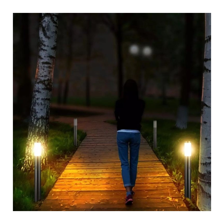 Venkovní lampa se senzorem 1xE27/60W/230V IP44 80cm matný chrom