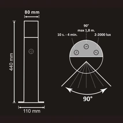 Venkovní lampa se senzorem DALLAS 1xE27/12W/230V IP44 grafit