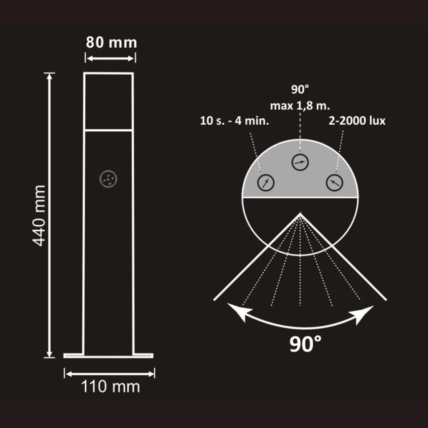 Venkovní lampa se senzorem DALLAS 1xE27/12W/230V IP44 grafit