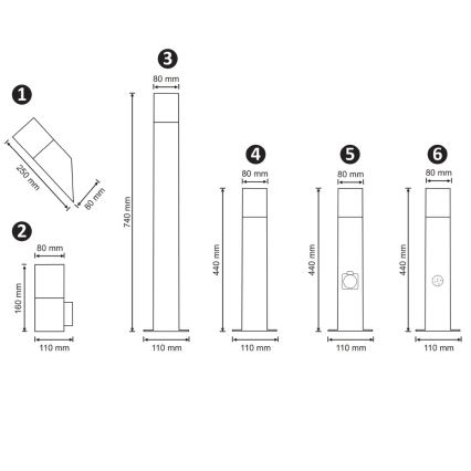 Venkovní lampa se senzorem NEW YORK 1xE27/12W/230V IP44 44 cm grafit