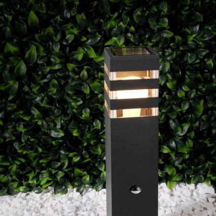 Venkovní lampa se senzorem TEKSAS 1xE27/12W/230V IP44 44 cm antracit