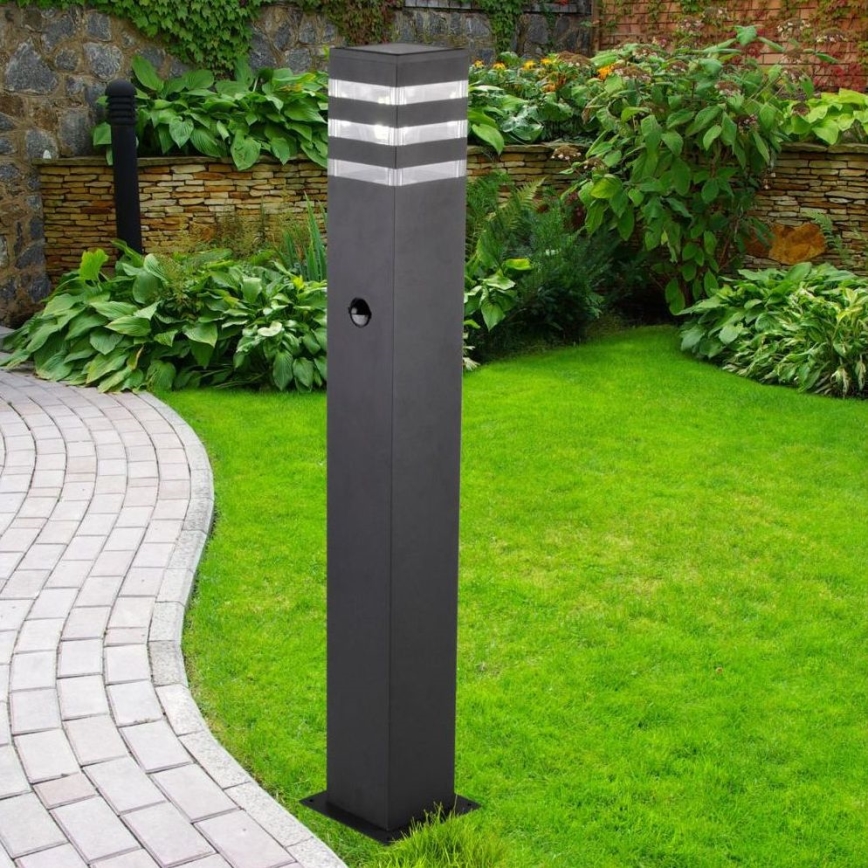 Venkovní lampa se senzorem TEKSAS 1xE27/12W/230V IP44 74 cm grafit