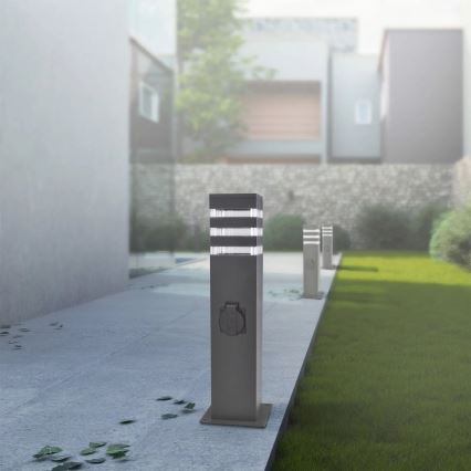 Venkovní lampa se zásuvkou TEKSAS 1xE27/20W/230V 44 cm IP44 antracit