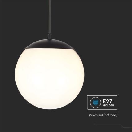 Venkovní lustr na lanku 1xE27/60W/230V pr. 20 cm IP44 černá