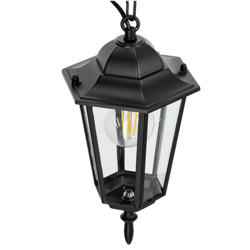 Venkovní lustr na řetězu 1xE27/60W/230V černá