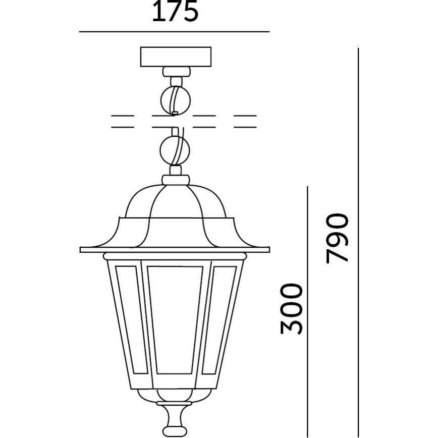 Venkovní lustr na řetězu 1xE27/60W/230V černá
