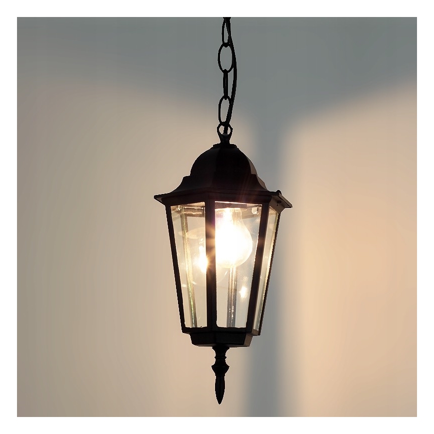 Venkovní lustr na řetězu 1xE27/60W/230V černá
