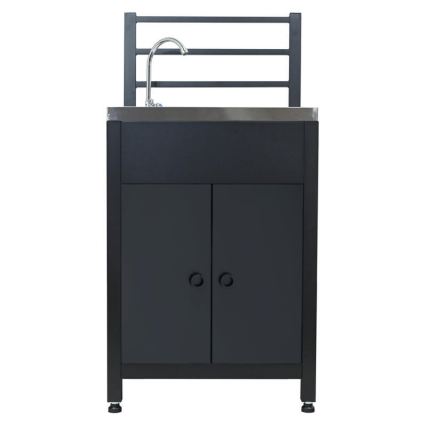 Venkovní modul stůl s dřezem 60x47x123 cm černá/nerez