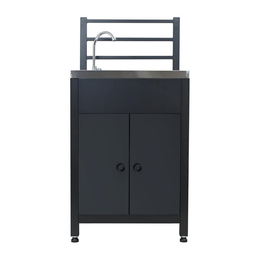Venkovní modul stůl s dřezem 60x47x123 cm černá/nerez
