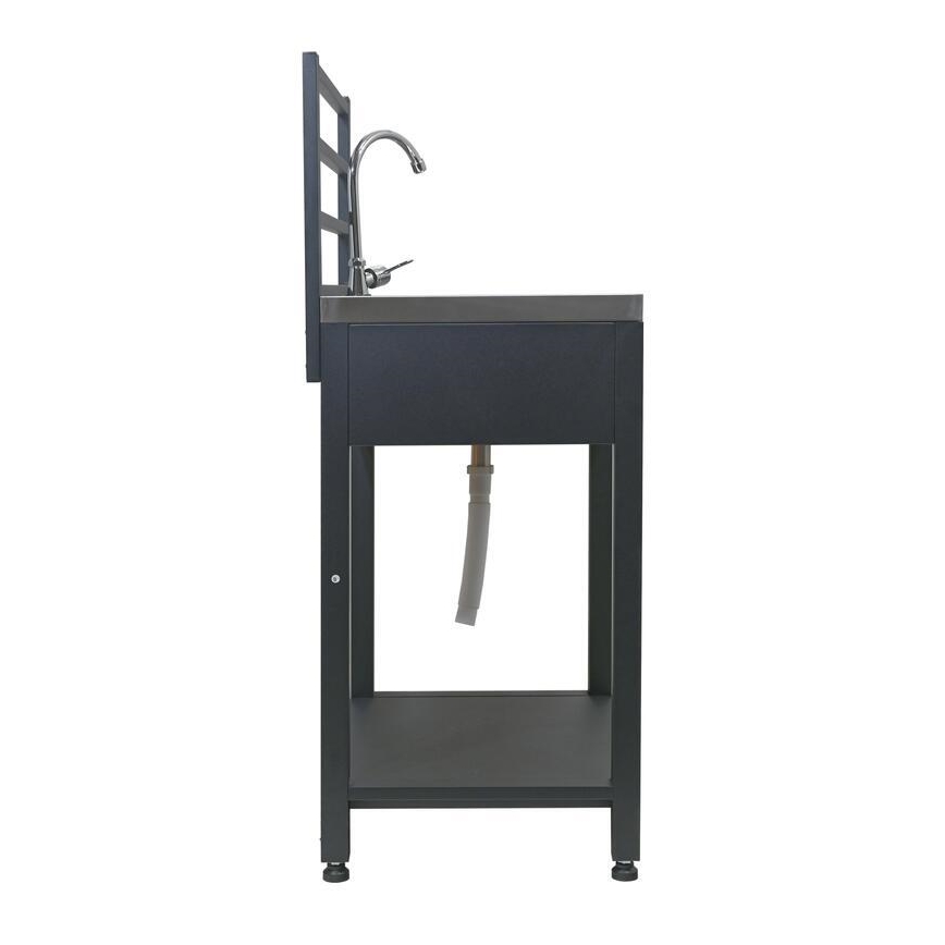 Venkovní modul stůl s dřezem 60x47x123 cm černá/nerez