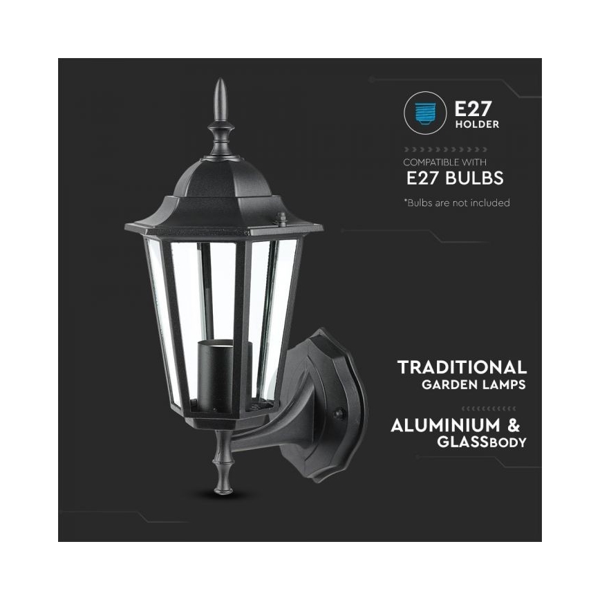 Venkovní nástěnná lampa 1xE27/40W/230V IP44 černá
