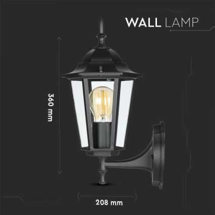 Venkovní nástěnná lampa 1xE27/40W/230V IP44 černá