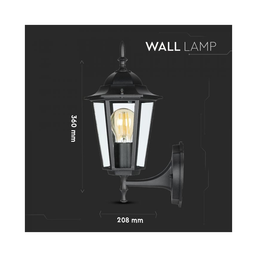 Venkovní nástěnná lampa 1xE27/40W/230V IP44 černá