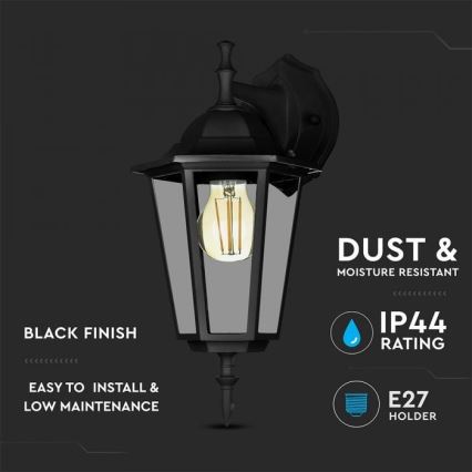 Venkovní nástěnná lampa 1xE27/40W/230V IP44 černá