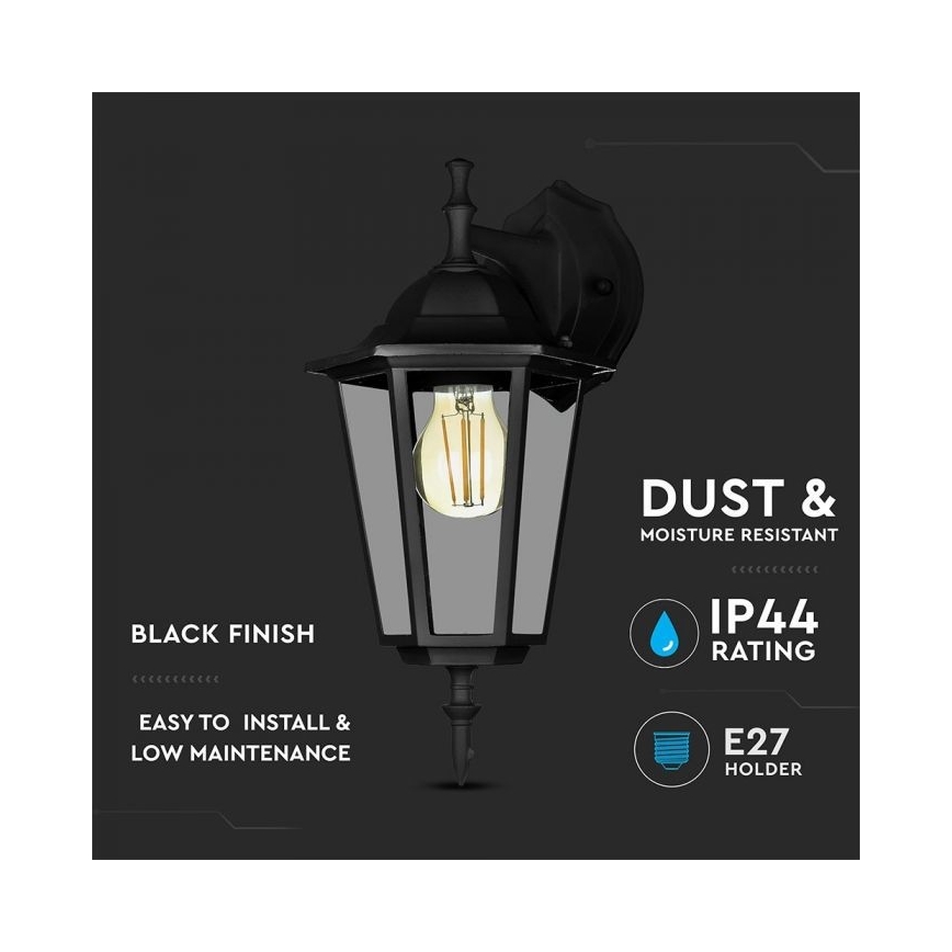 Venkovní nástěnná lampa 1xE27/40W/230V IP44 černá