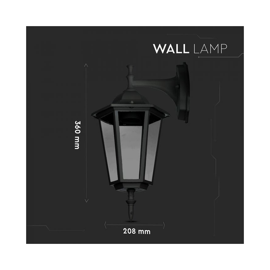 Venkovní nástěnná lampa 1xE27/40W/230V IP44 černá