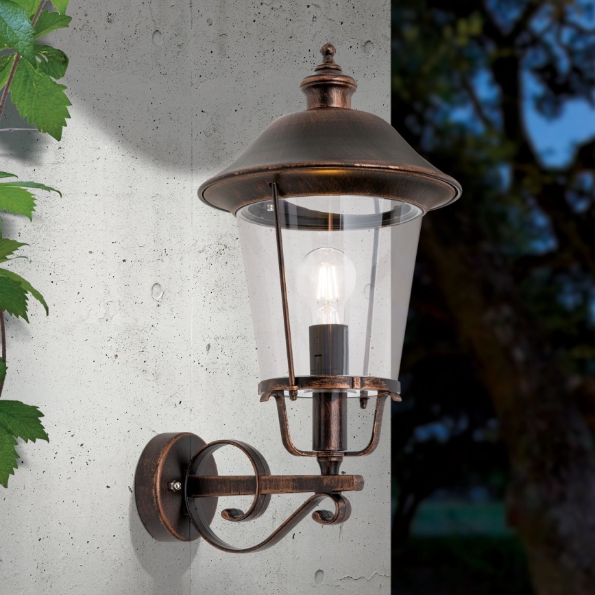 Venkovní nástěnná lampa KENZO 1xE27/100W/230V IP44 bronz/patina