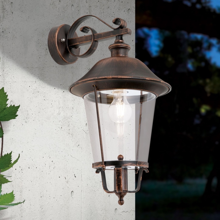 Venkovní nástěnná lampa KENZO 1xE27/100W/230V IP44 bronz/patina