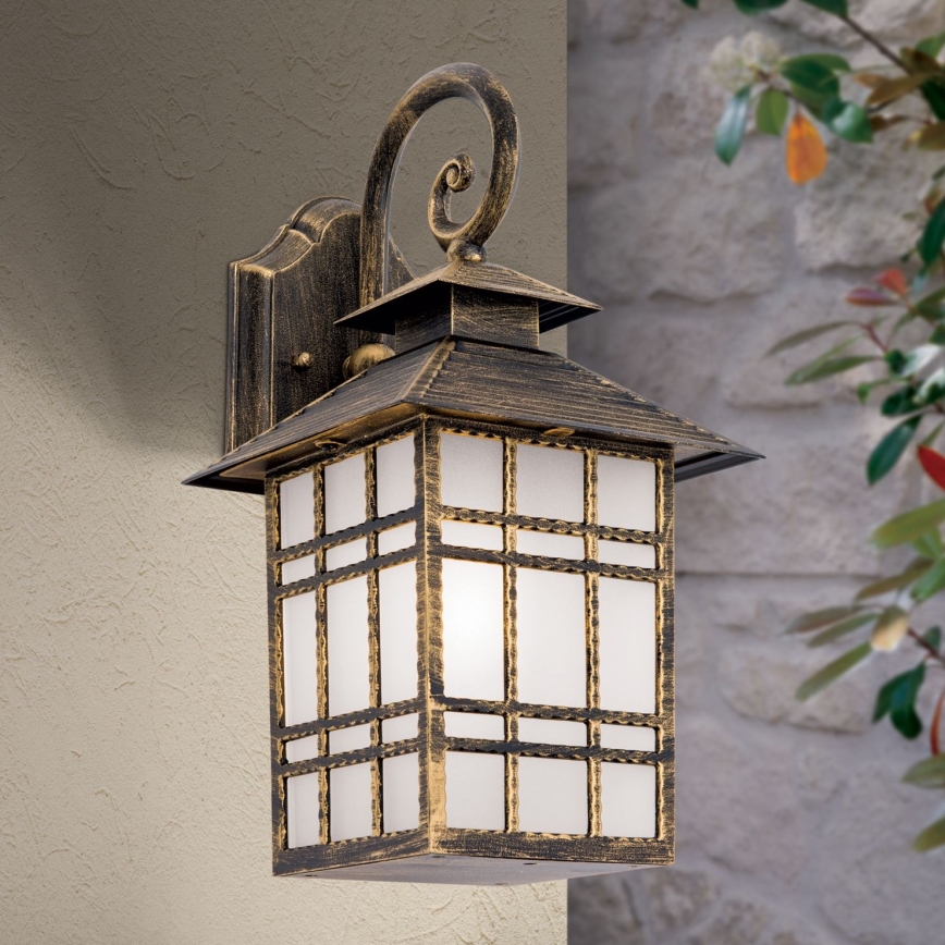Venkovní nástěnná lampa KIKO 1xE27/11W/230V IP44 bronz/patina