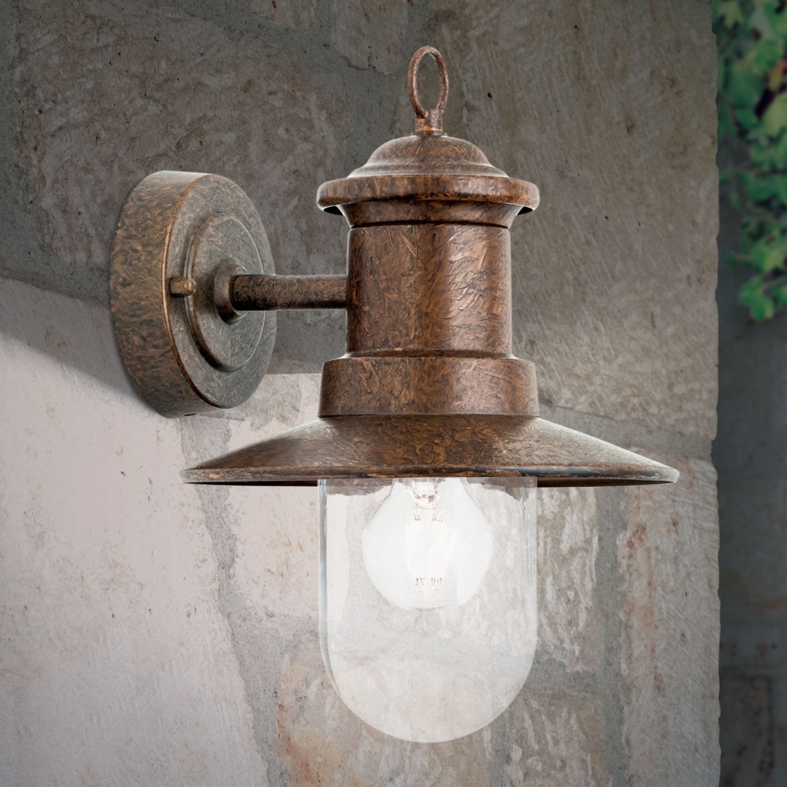 Venkovní nástěnná lampa LEONIE 1xE27/60W/230V IP44 bronz
