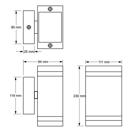 Venkovní nástěnné svítidlo LITEK 2xGU10/30W/230V IP44 šedá