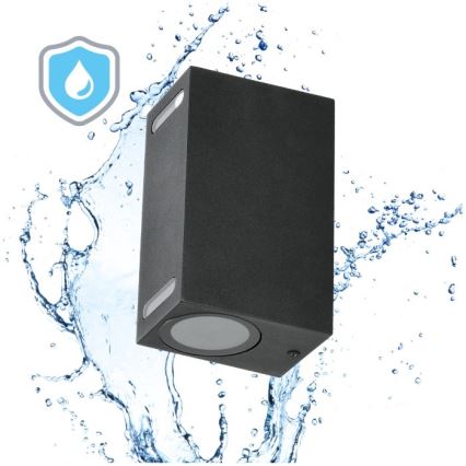 Venkovní nástěnné svítidlo QUERK 2xGU10/35W/230V IP54 15 cm černá
