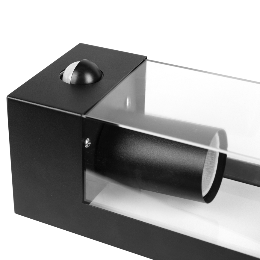 Venkovní nástěnné svítidlo se senzorem pohybu a soumraku 1xE27/15W/230V IP44 černá