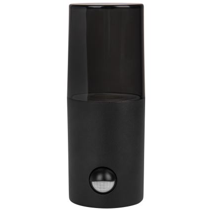 Venkovní nástěnné svítidlo se senzorem pohybu a soumraku 1xE27/40W/230V IP44 černá/kouřová