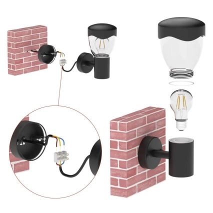 Venkovní nástěnné svítidlo se senzorem ARTEO 1xE27/15W/230V IP44