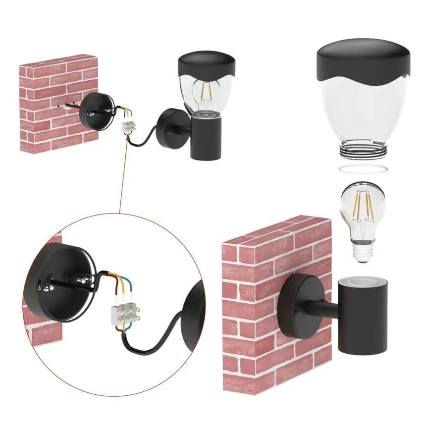 Venkovní nástěnné svítidlo se senzorem ARTEO 1xE27/15W/230V IP44
