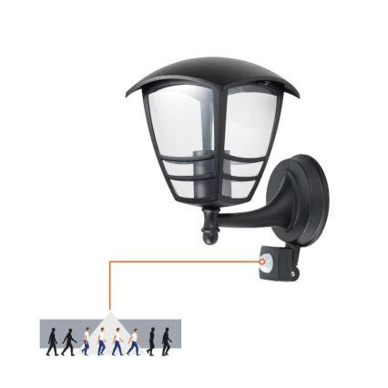 Venkovní nástěnné svítidlo se senzorem TEVIO 1xE27/60W/230V IP54 černá