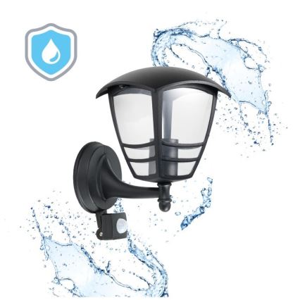 Venkovní nástěnné svítidlo se senzorem TEVIO 1xE27/60W/230V IP54 černá