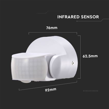 Venkovní senzor pohybu infračervený 180/360° 600W/230V IP65 bílá