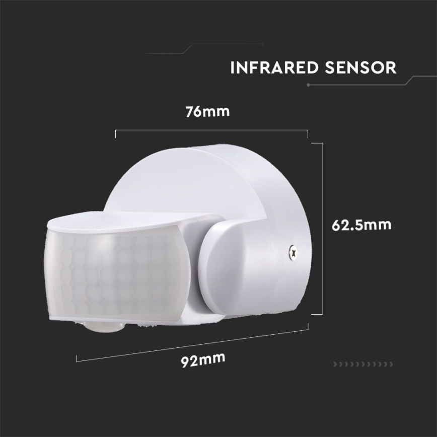 Venkovní senzor pohybu infračervený 180/360° 600W/230V IP65 bílá