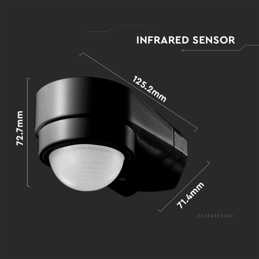 Venkovní senzor pohybu infračervený 240° 600W/230V IP65 černá