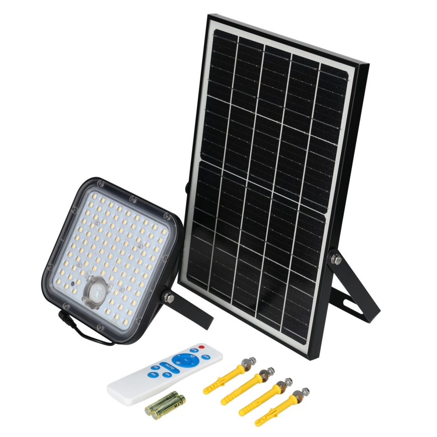 Venkovní solární reflektor se senzorem LED/30W/6,4V 4000K IP65 6000 mAh + dálkové ovládání
