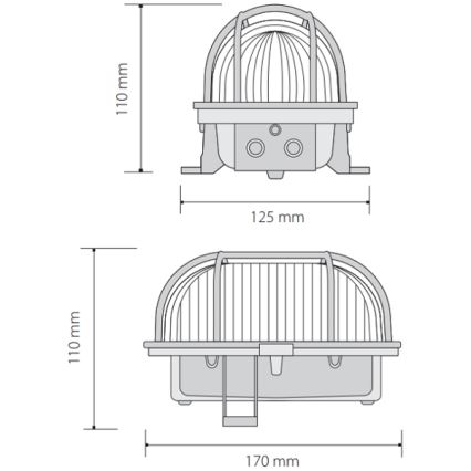 Venkovní stropní svítidlo OVAL 1xE27/60W/230V IP44