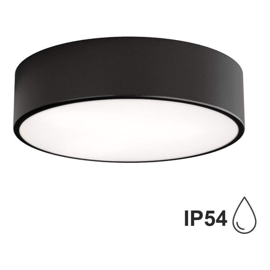 Venkovní stropní svítidlo se senzorem CLEO 2xE27/24W/230V pr. 30 cm černá IP54