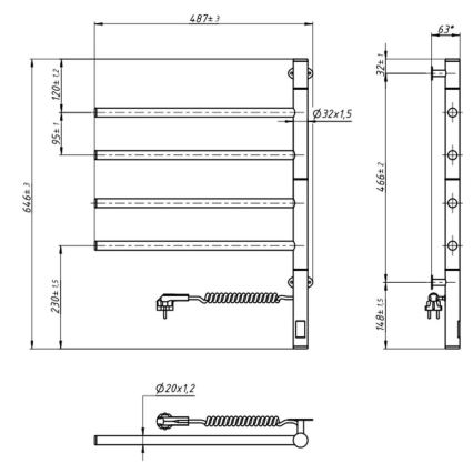 Vertaduro - Elektrický otočný sušák na ručníky s termostatem ARA 60W/230V 65x49 cm IP44 bílá