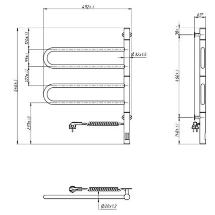 Vertaduro - Elektrický otočný sušák na ručníky s termostatem ELA 60W/230V 65x49 cm IP44 bílá