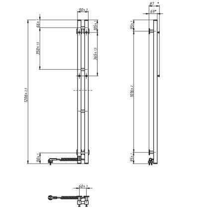 Vertaduro - Elektrický sušák na ručníky s termostatem VEO 70W/230V 120x9 cm IP44 bílá pravá