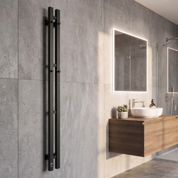 Vertaduro - Elektrický sušák na ručníky s termostatem VEO 70W/230V 120x9 cm IP44 černá pravá
