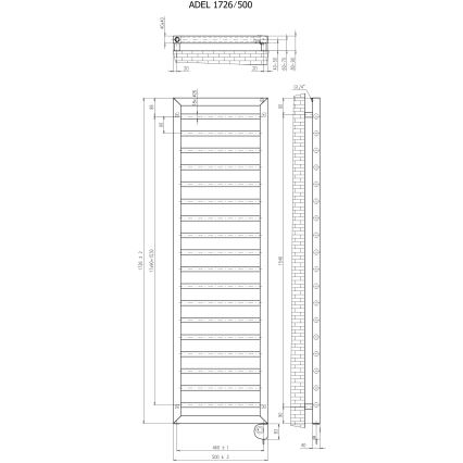 Vertaduro - Koupelnový radiátor s termostatem ADEL 600W 172x50 cm antracit