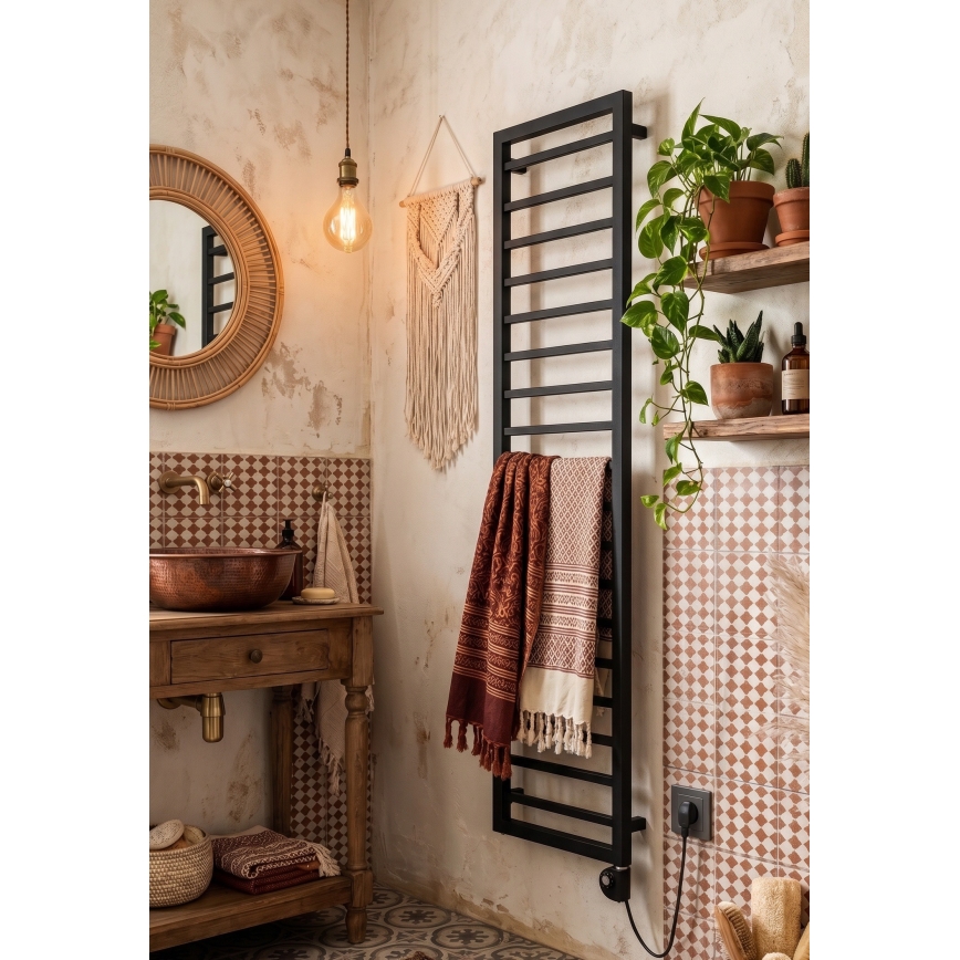Vertaduro - Koupelnový radiátor s termostatem ADEL 600W 172x50 cm černá