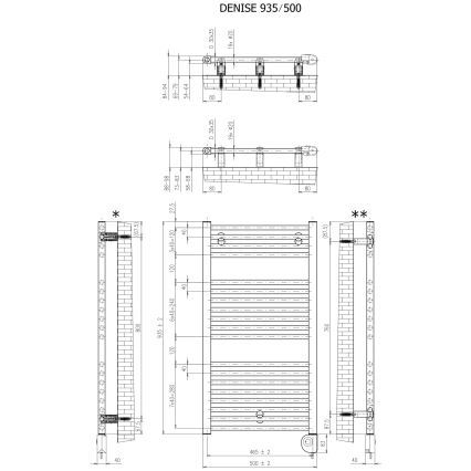 Vertaduro - Koupelnový radiátor s termostatem DENISE 400W 94x50 cm bílá