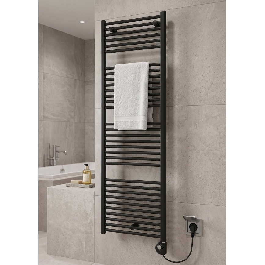 Vertaduro - Koupelnový radiátor s termostatem DENISE 600W 154x50 cm černá