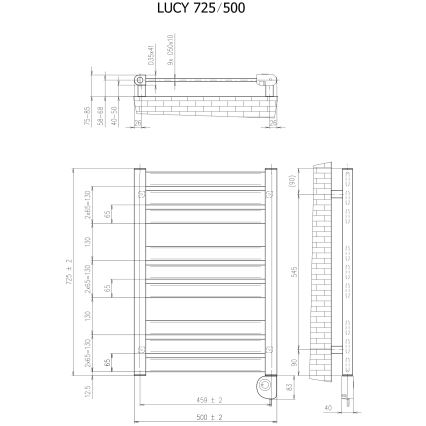 Vertaduro - Koupelnový radiátor s termostatem LUCY 400W 73x50 cm černá