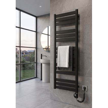 Vertaduro - Koupelnový radiátor s termostatem LUCY 600W 125x50 cm černá