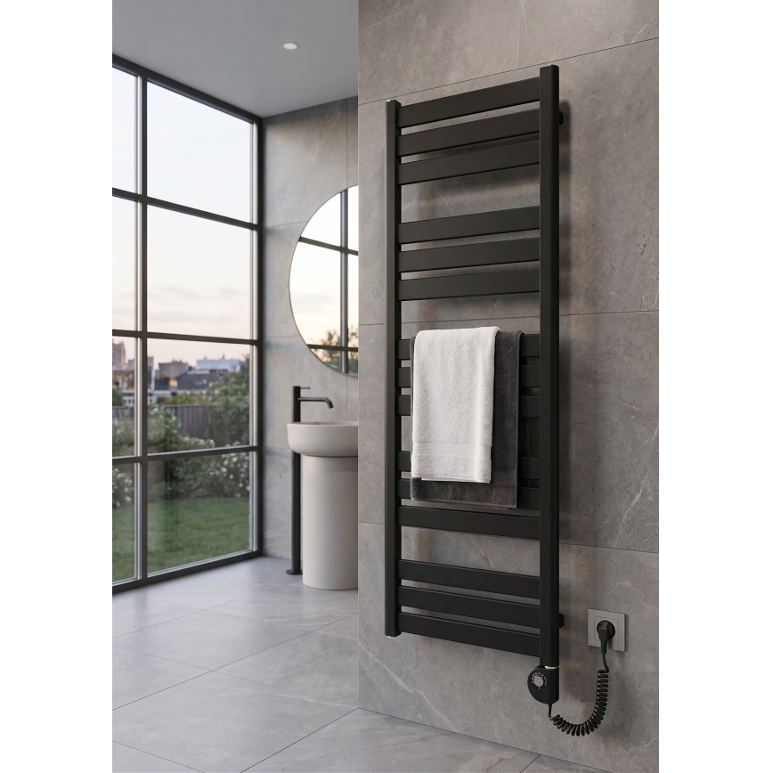 Vertaduro - Koupelnový radiátor s termostatem LUCY 600W 125x50 cm černá